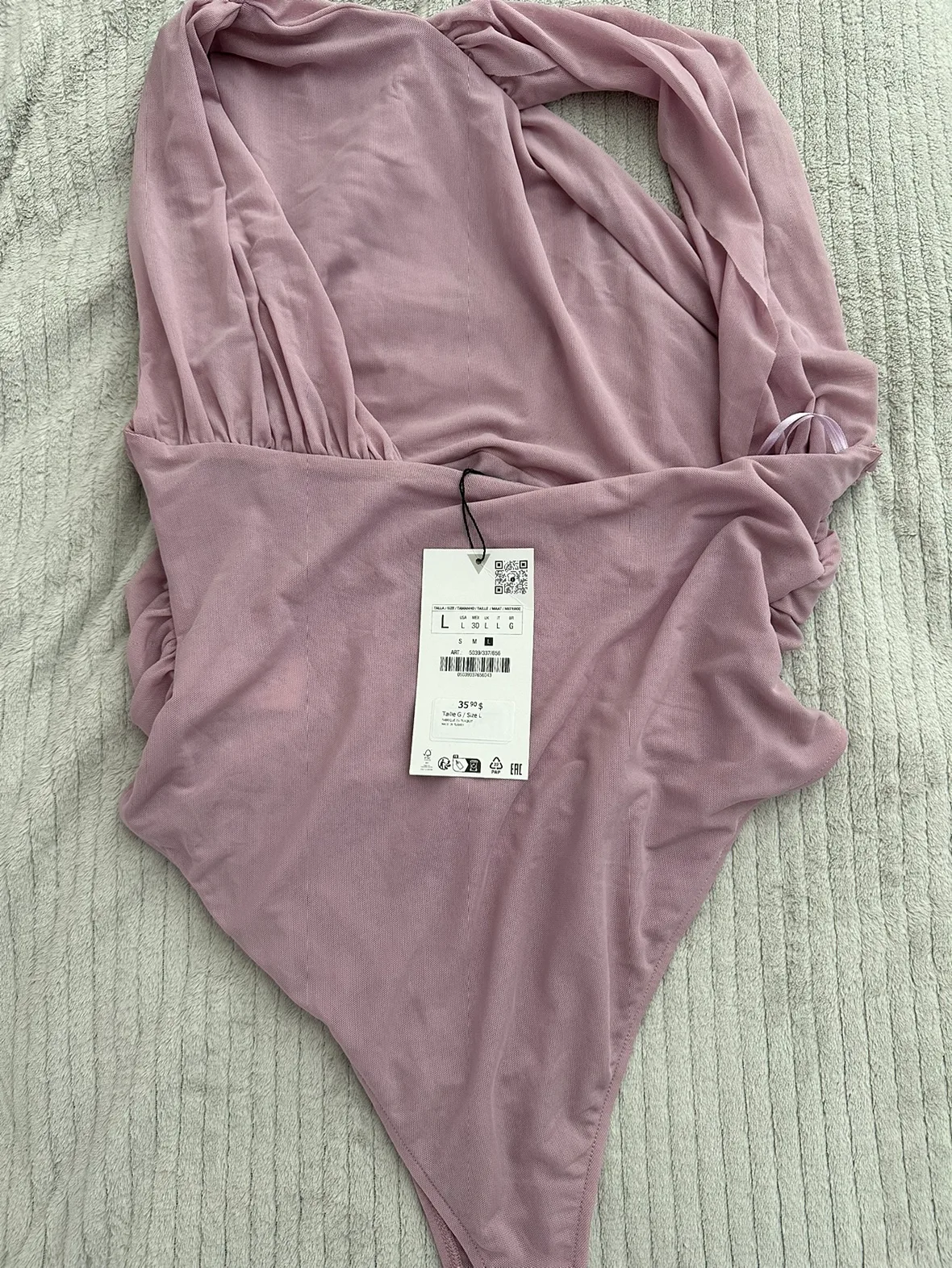 Zara Draped Asymmetrical Tulle Bodysuit image indicator(4)