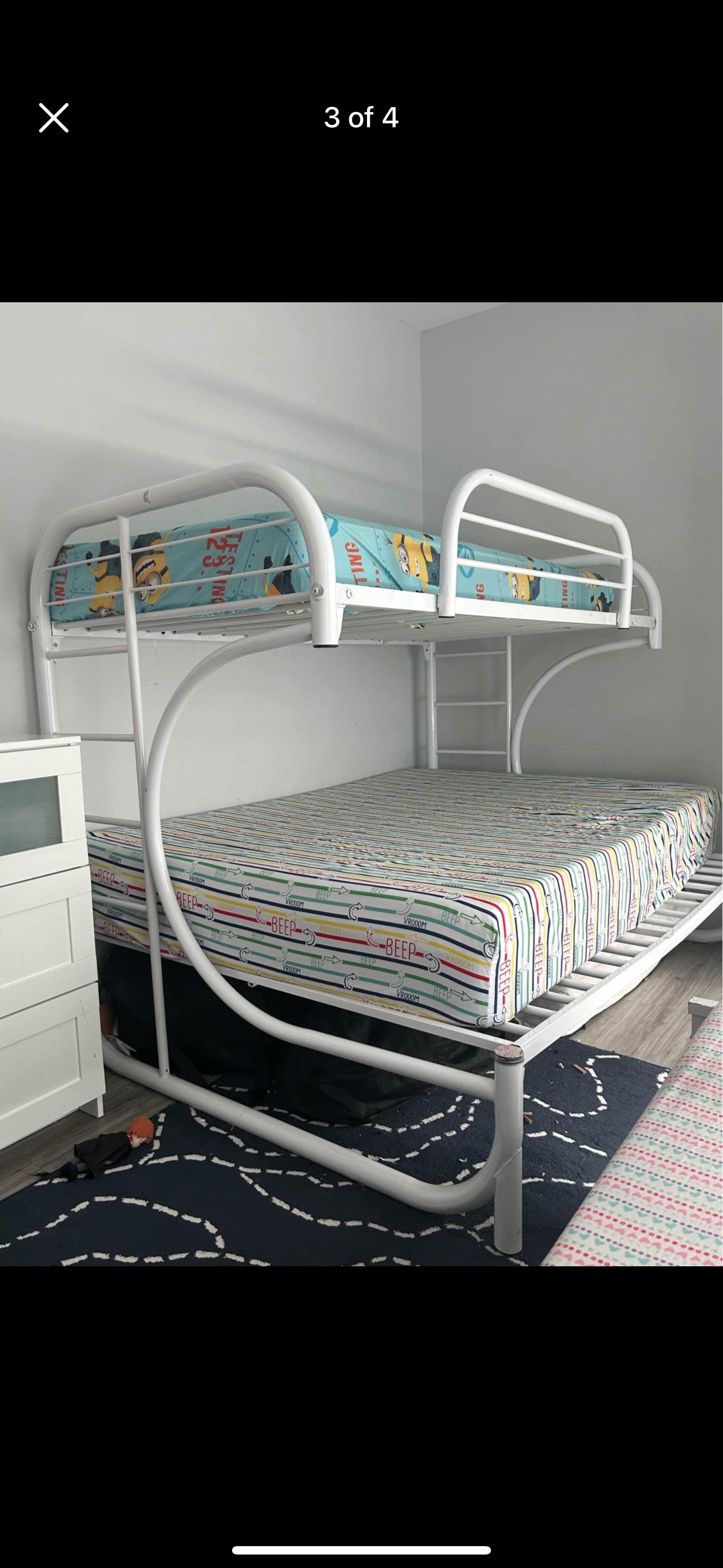 Twin over double White Bunk Bed - photo 2