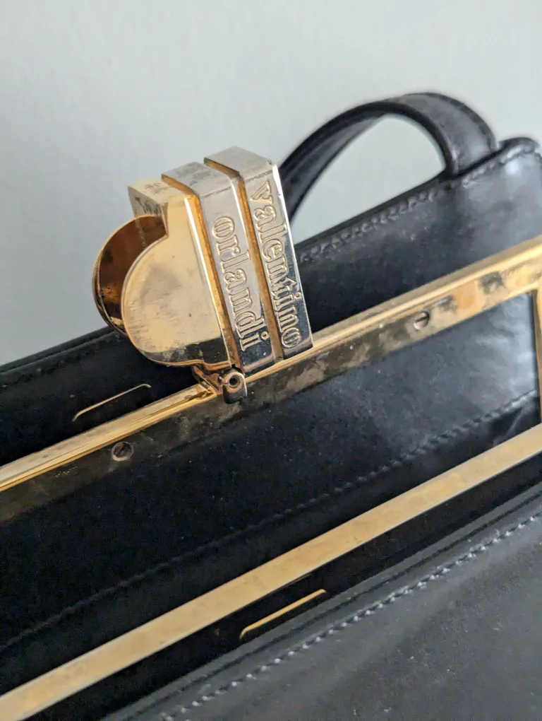 Vintage Valentino Orlandi Black Leather Shoulder Bag image indicator(3)