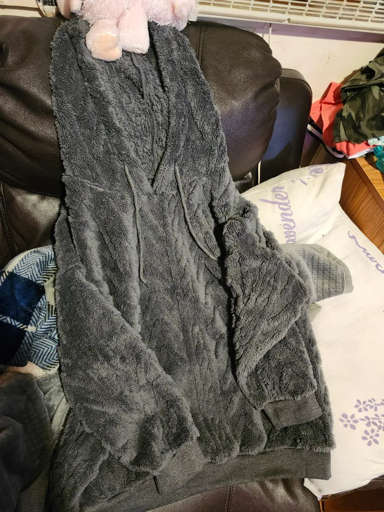 Grey Cable Knit Hoodie thumbnail