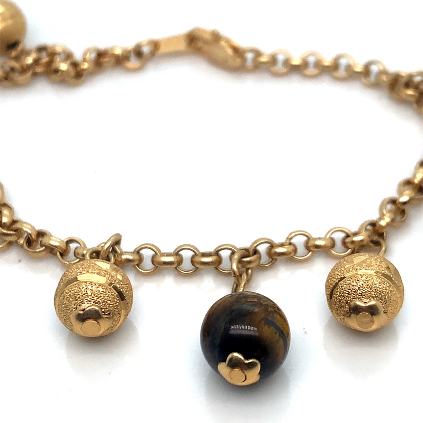 Gold Bracelet with Tiger's Eye Beads - photo 5