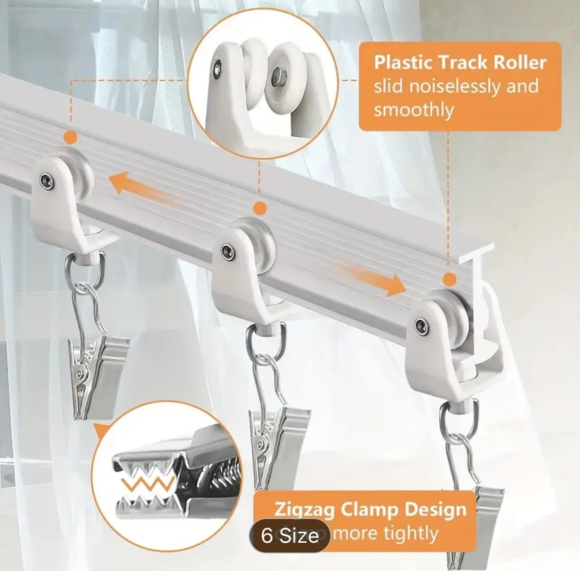 Unopened White Ceiling Mounted Curtain Track thumbnail