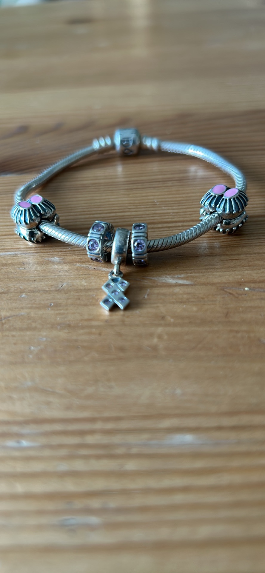 Pandora bracelet with breast cancer ribbon charm - photo 3