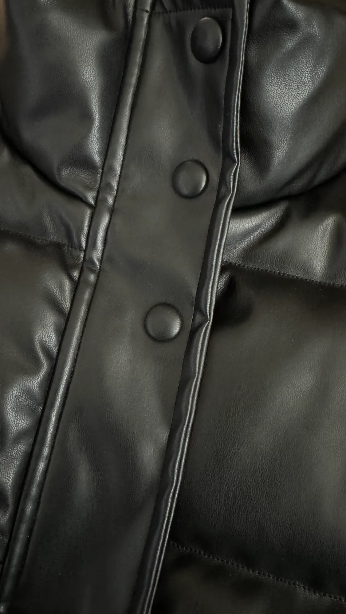New! Black faux leather padded jacket image indicator(4)