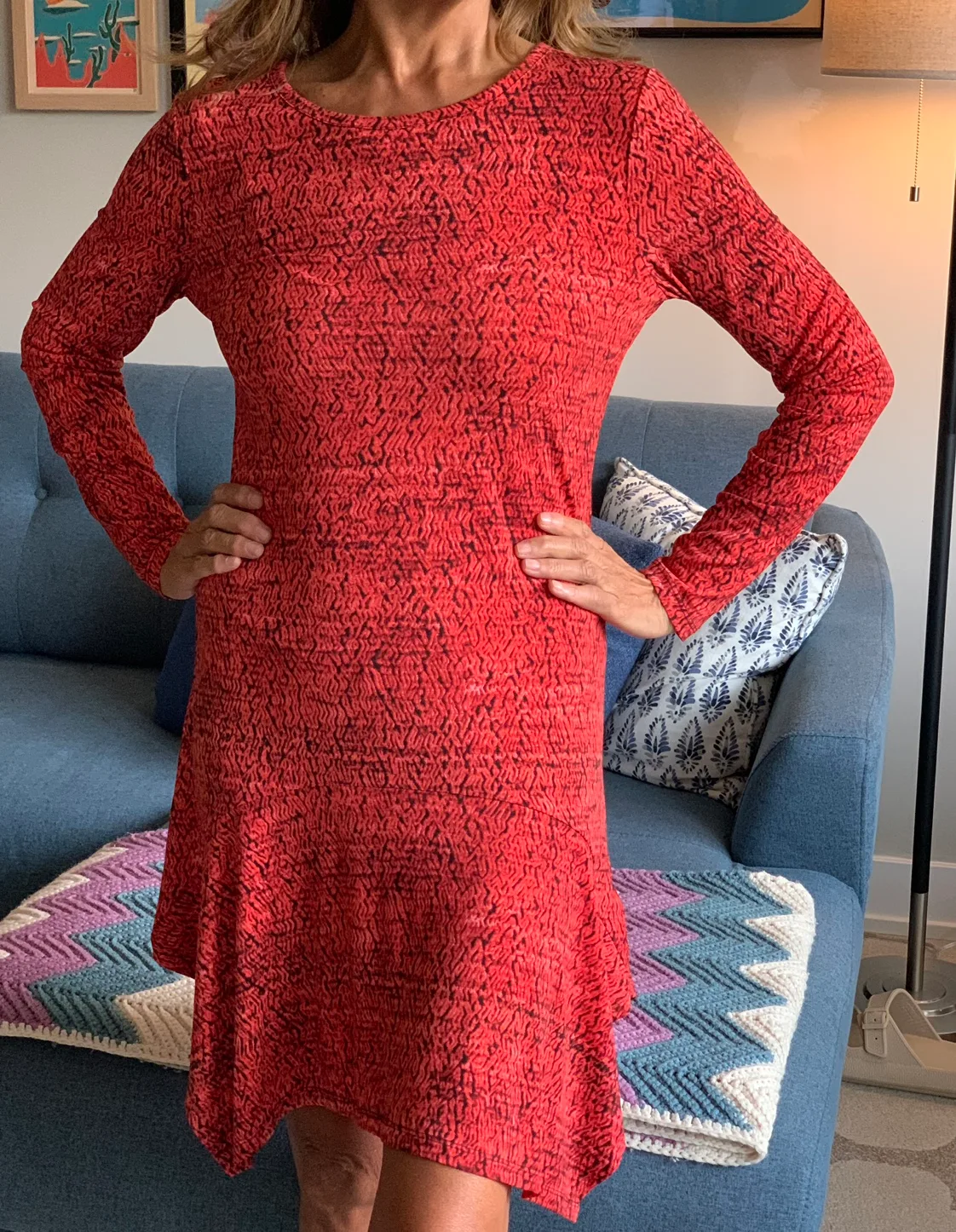 Michael Kors Red Asymmetrical Dress w/ Drop Waist image indicator(2)