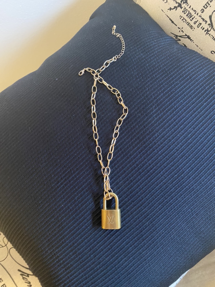 Gold Padlock Necklace LV