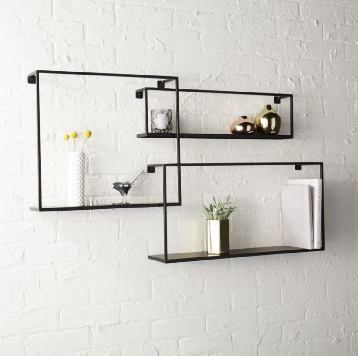 CB2 Matte Black Floating Shelves Set Of 3