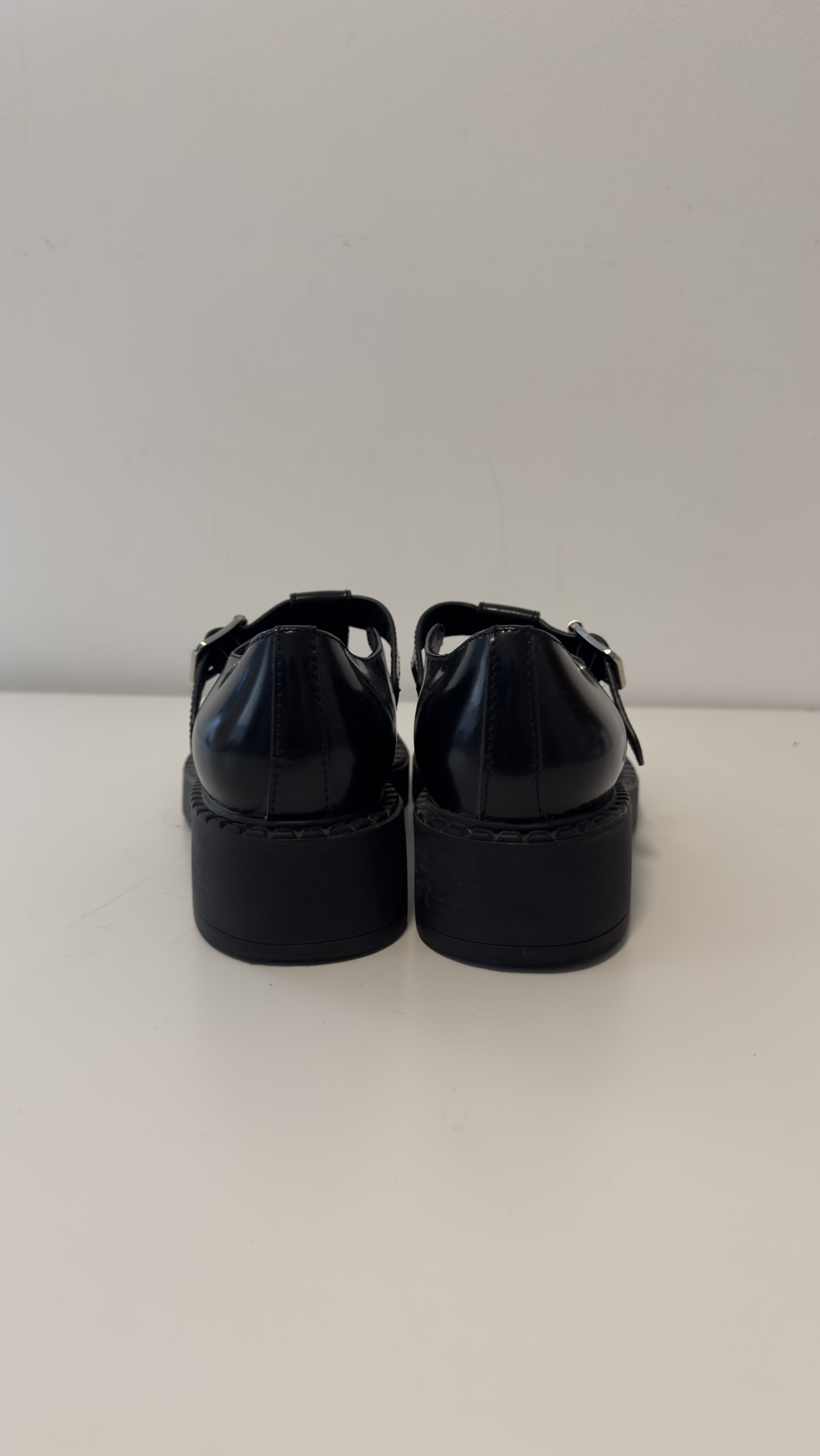 Prada Black Patent Leather T-Strap Shoes - photo 4