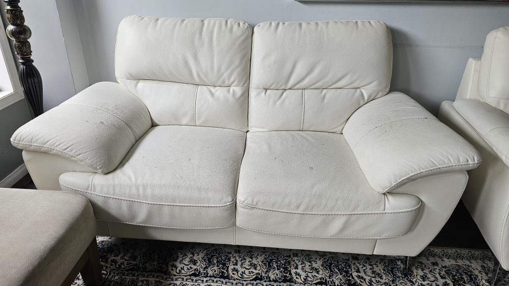 White Leather Love Seat