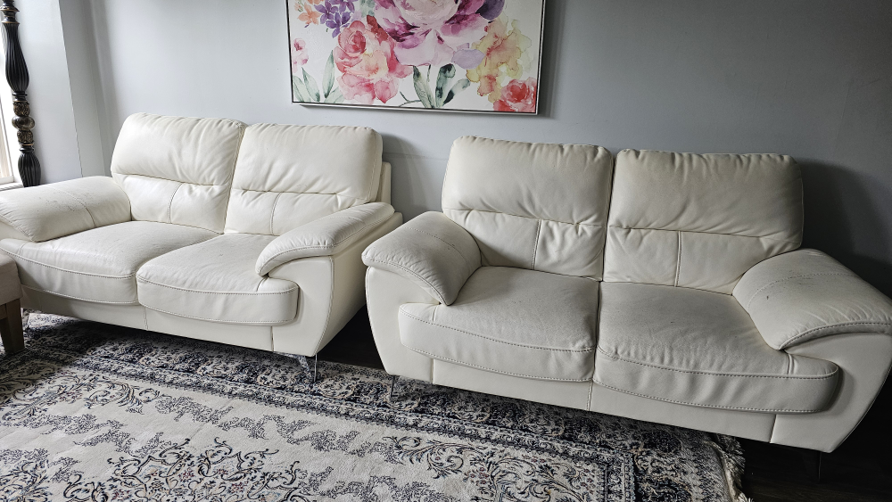 White Leather Love Seat - photo 2