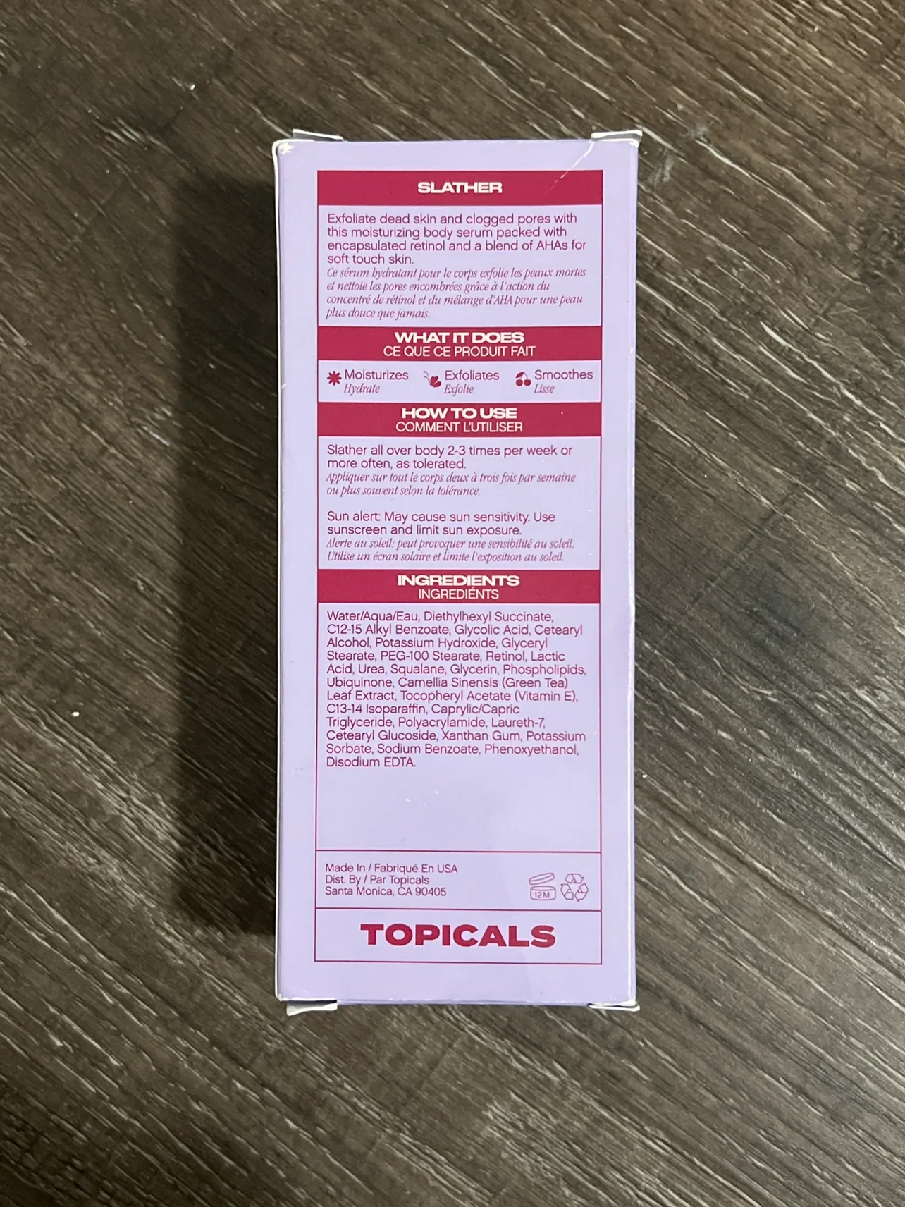 Topicals Slather Exfoliating Retinol AHA Body Serum Lotion image indicator(3)