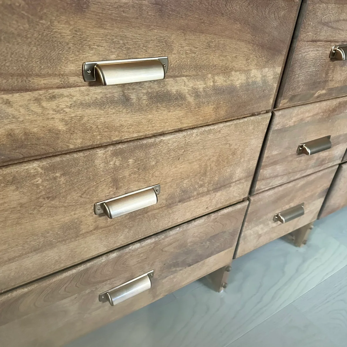 5 feet Solid wood 9 drawer dresser with copper colored pulls image indicator(3)