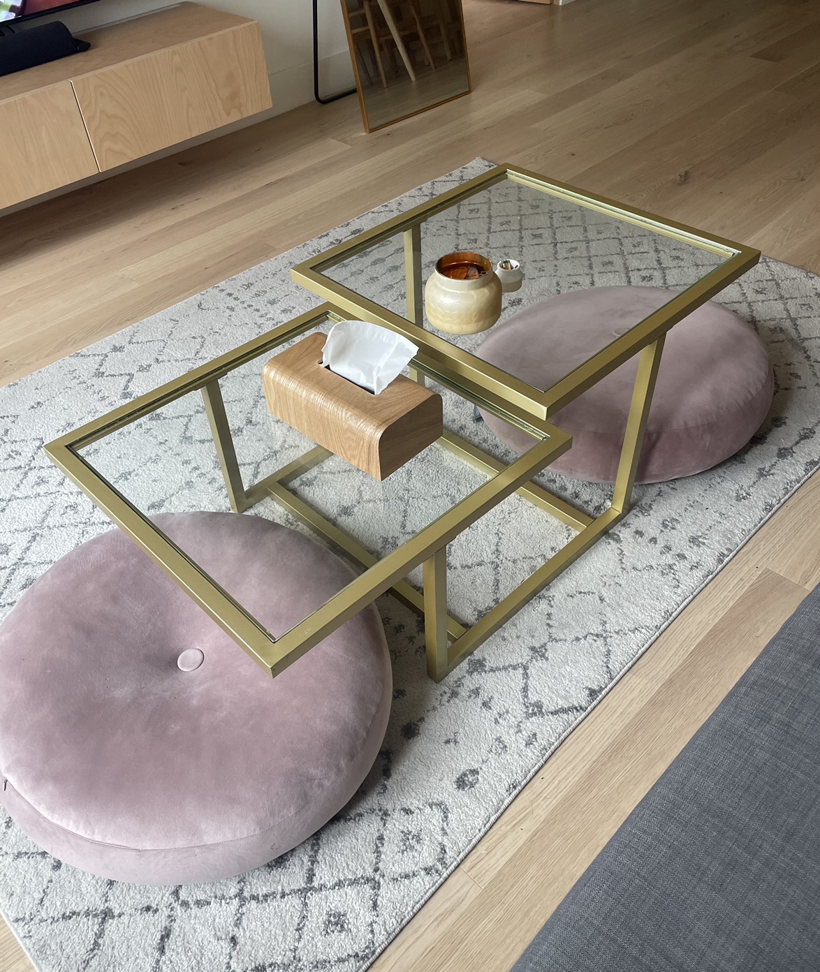 Mid-Century Gold and Glass Coffee Table