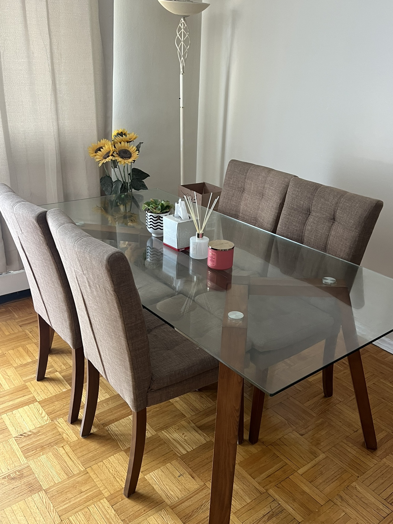 Long Glass Dining Table and 5 Chairs - photo 4