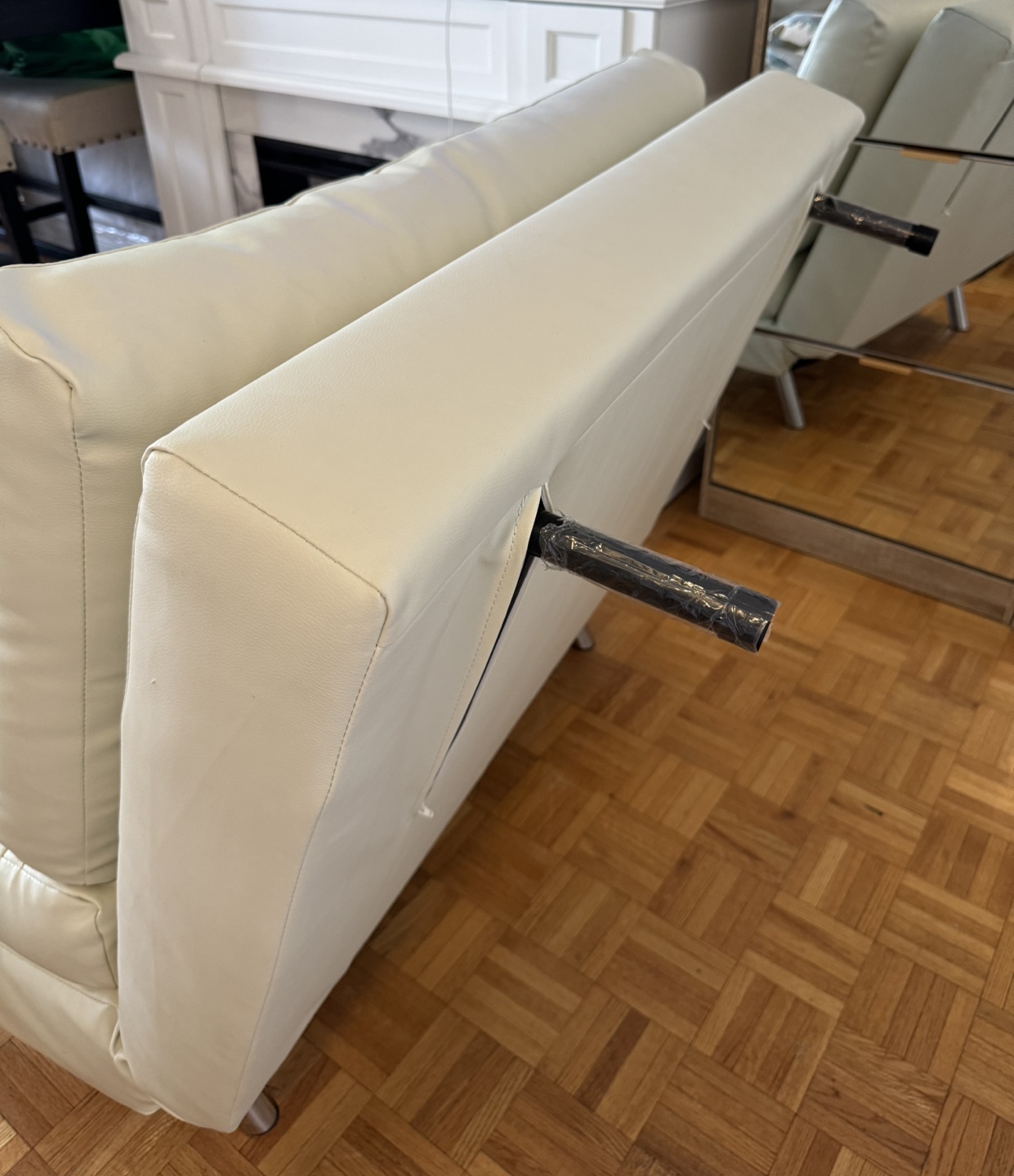 White Futon Sofa Bed Faux Leather - photo 4