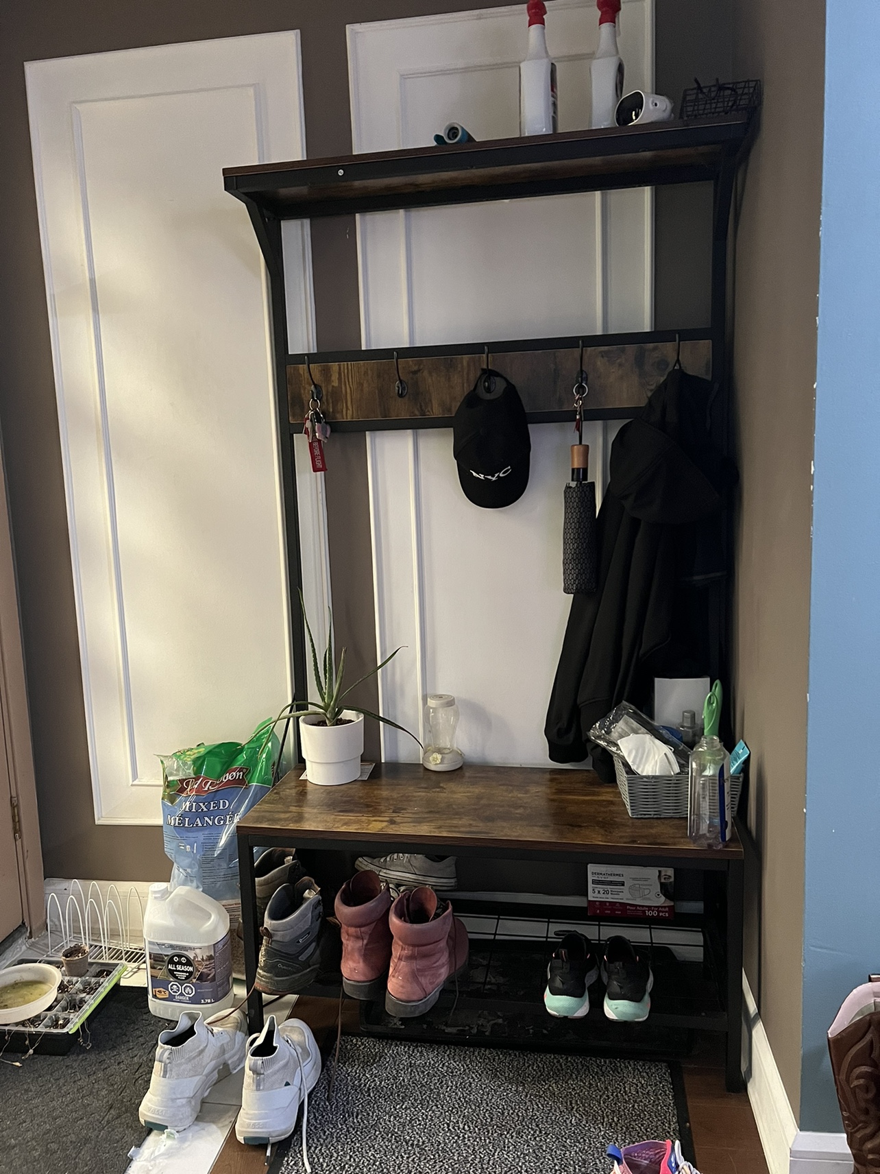 Hall Tree with Bench and Shoe Storage Rack