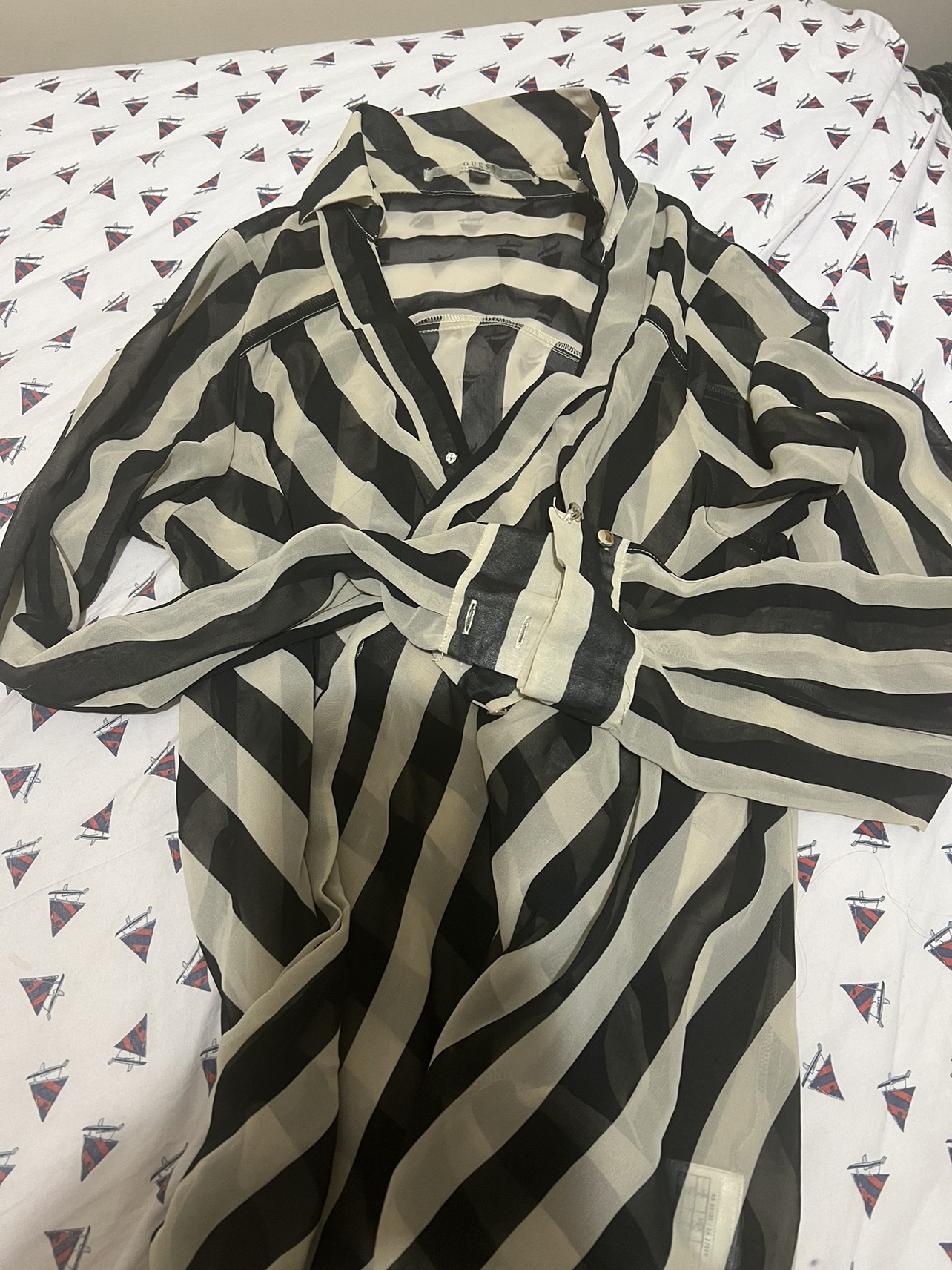Black and White Striped Blouse