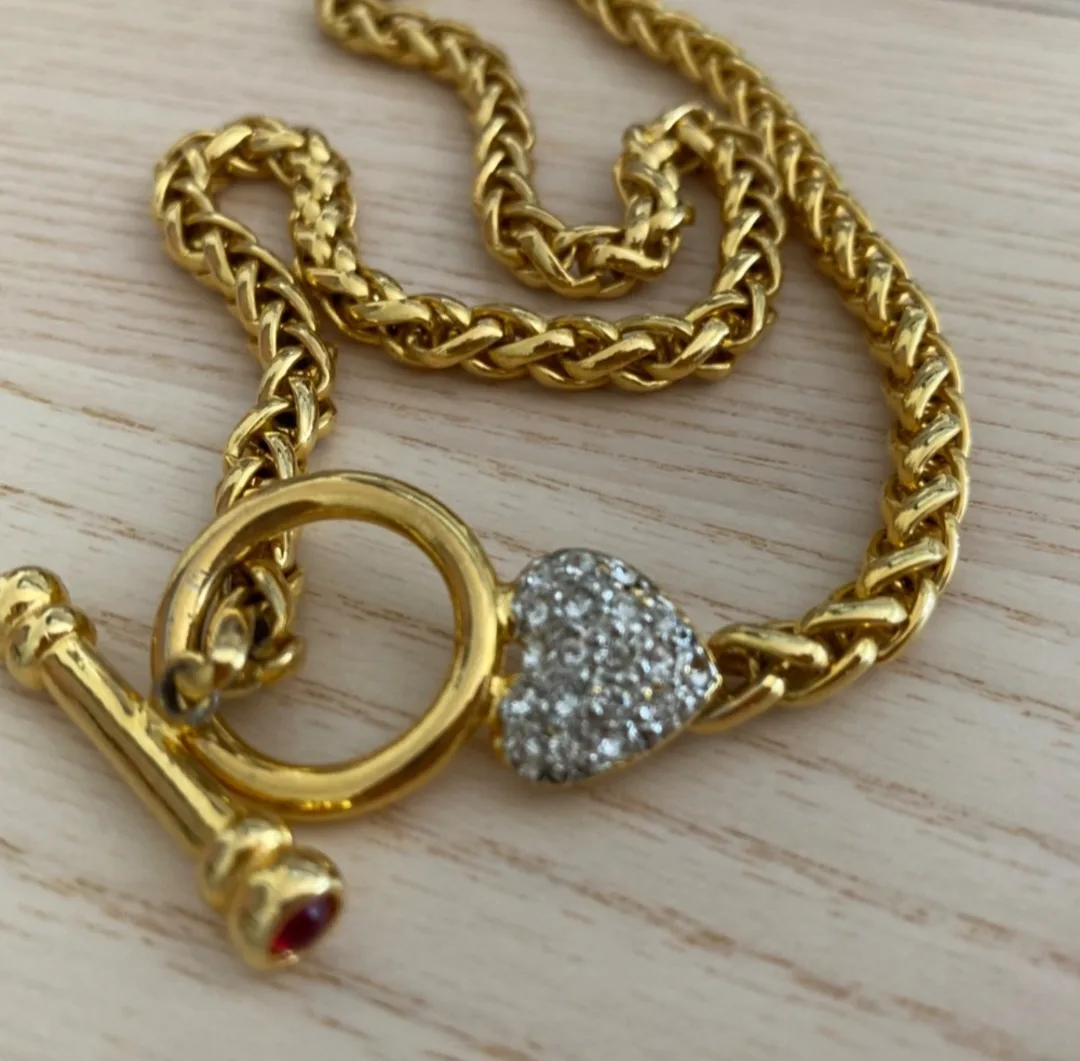 Gold Chain Necklace with Heart Charm image indicator(2)