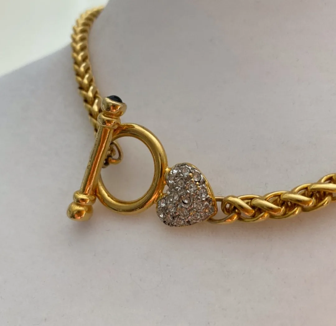 Gold Chain Necklace with Heart Charm image indicator(3)