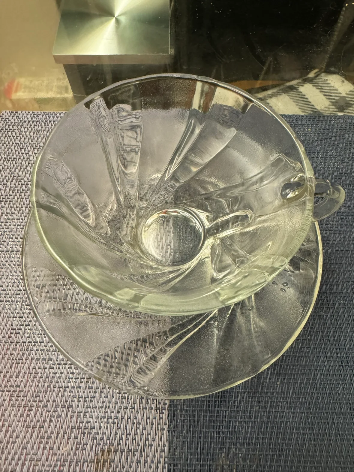 4 Glass Teacup and Saucer Set! Never been used thumbnail
