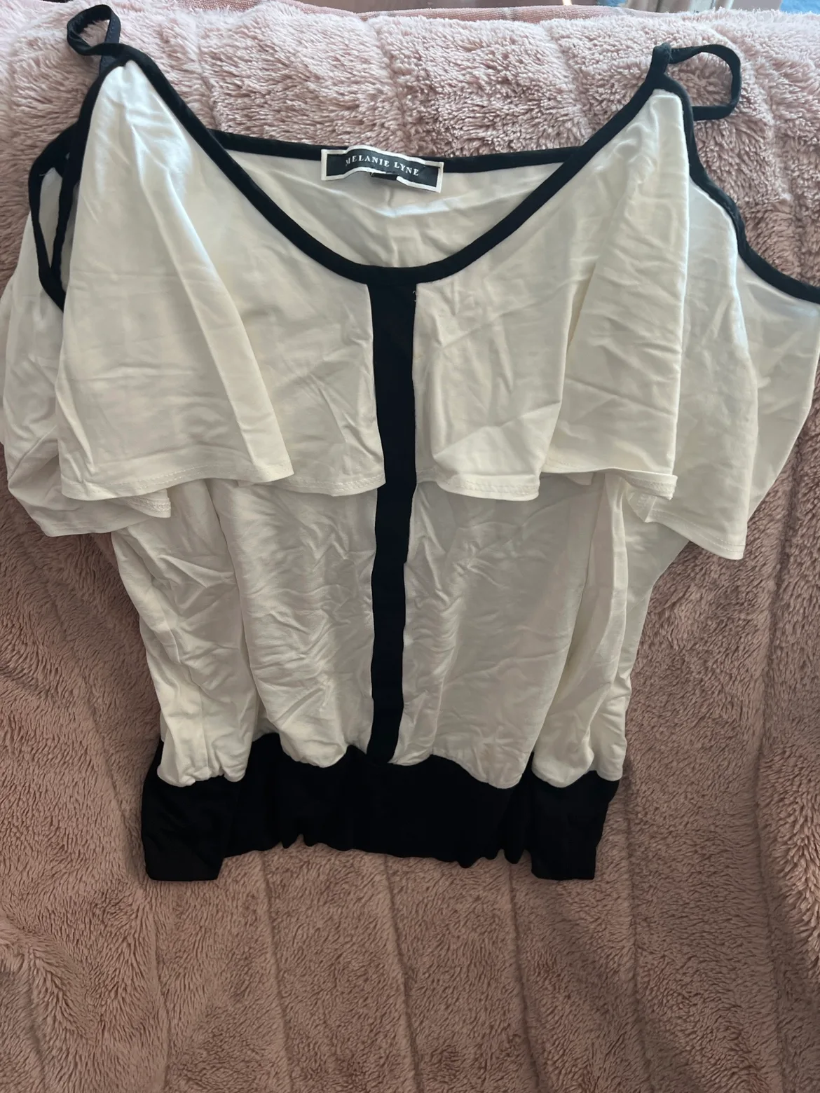Melanie Lynne White and Black Top thumbnail