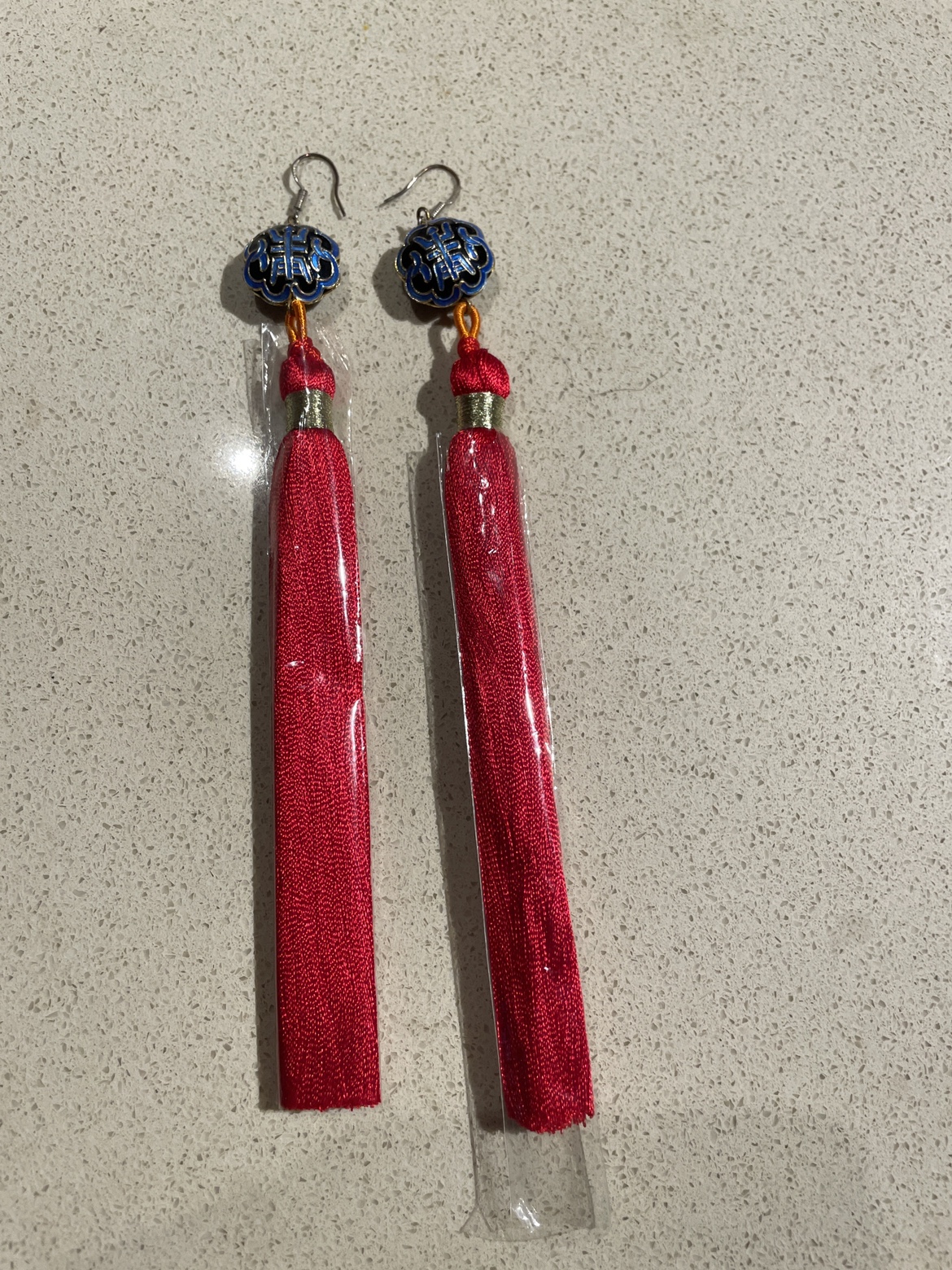 Handmade Red Tassel Earrings