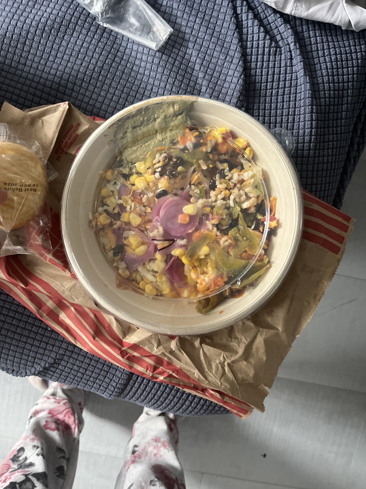 Free food burrito bowl and bread