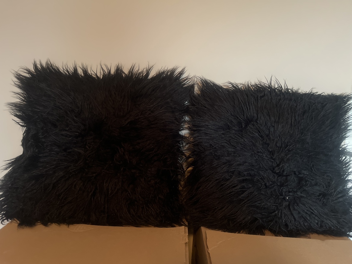 Black Fur Throw Pillows
