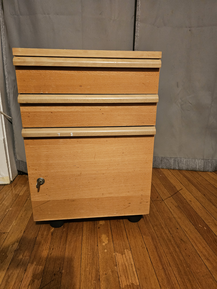 Wooden File Cabinet with 3 Drawers and Locking Door
