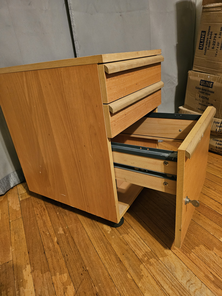 Wooden File Cabinet with 3 Drawers and Locking Door - photo 2