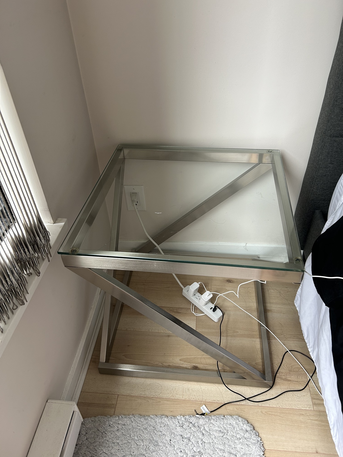 Glass and Metal End Table