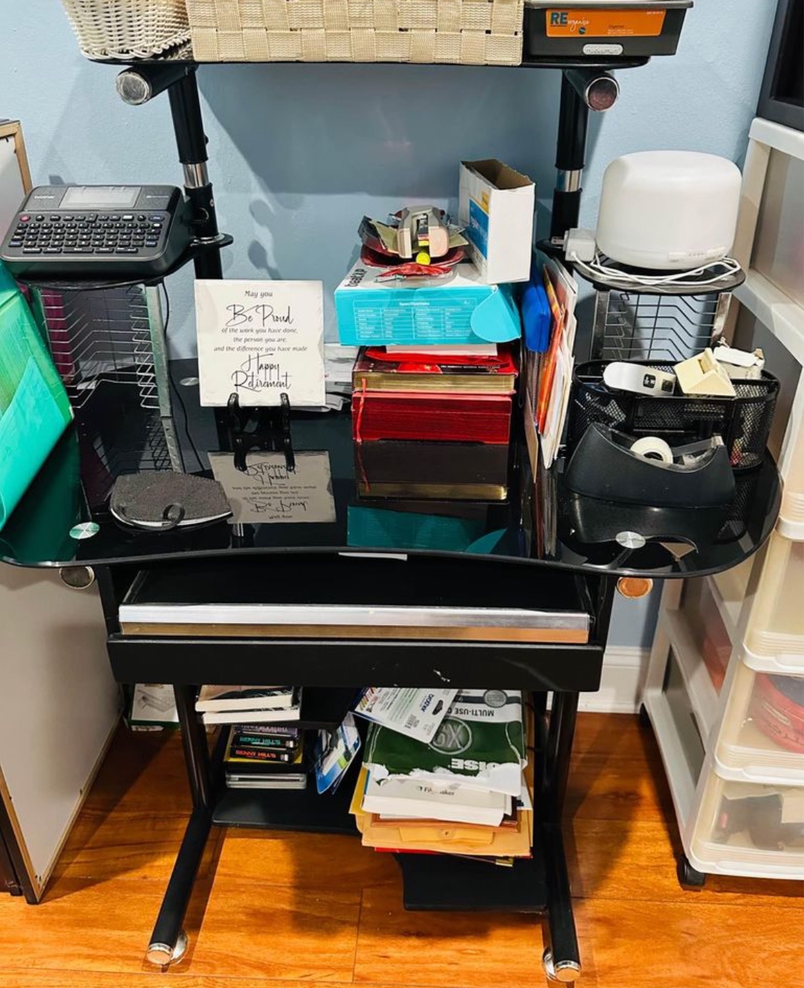 Black Glass Computer Desk