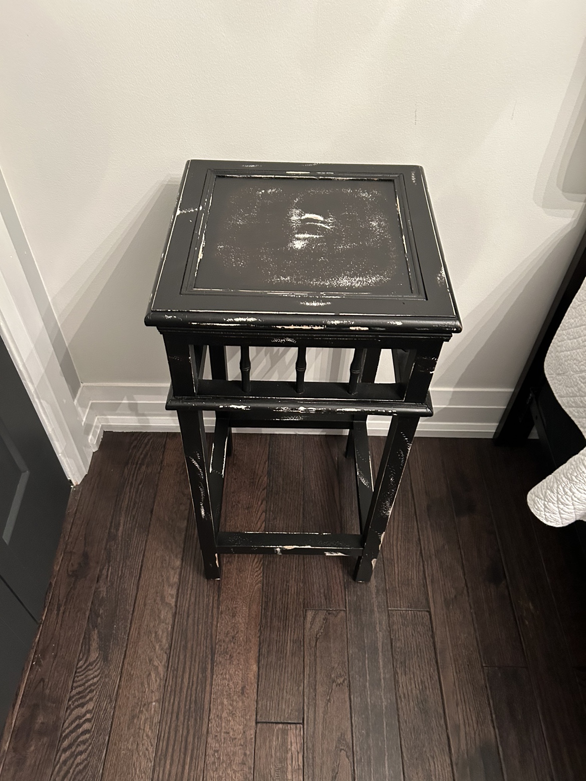 Black End Table -Distressed Look - photo 2