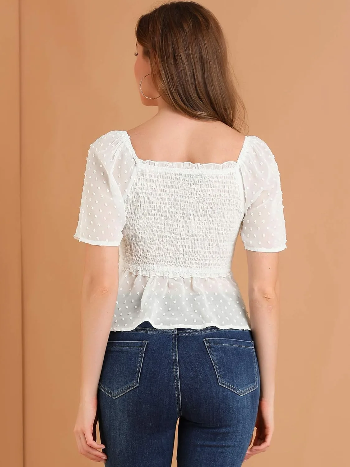 Allegra K white blouse top sz S image indicator(5)