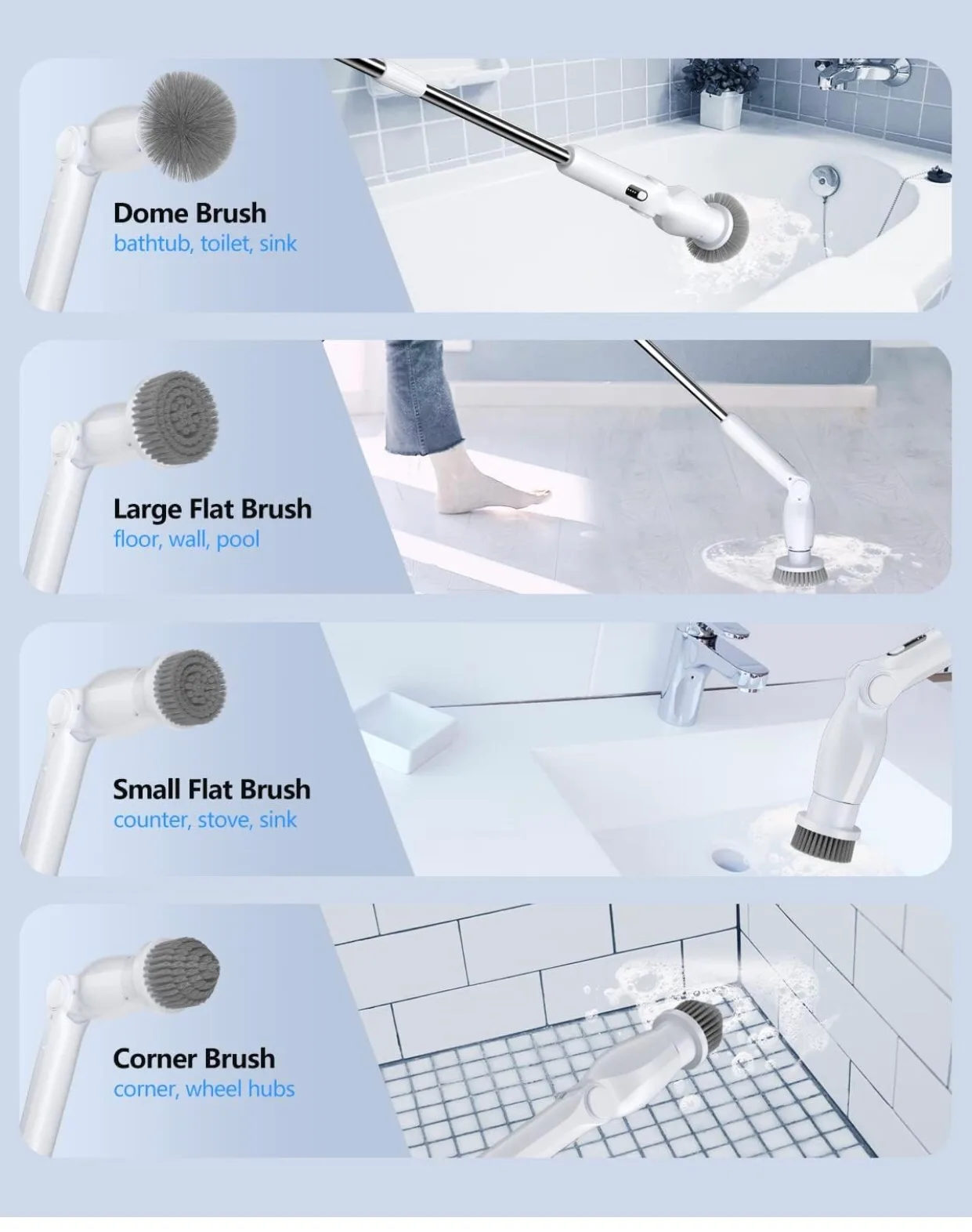 Electric Spin Scrubber, Cordless Cleaning Brush with 8 image indicator(6)