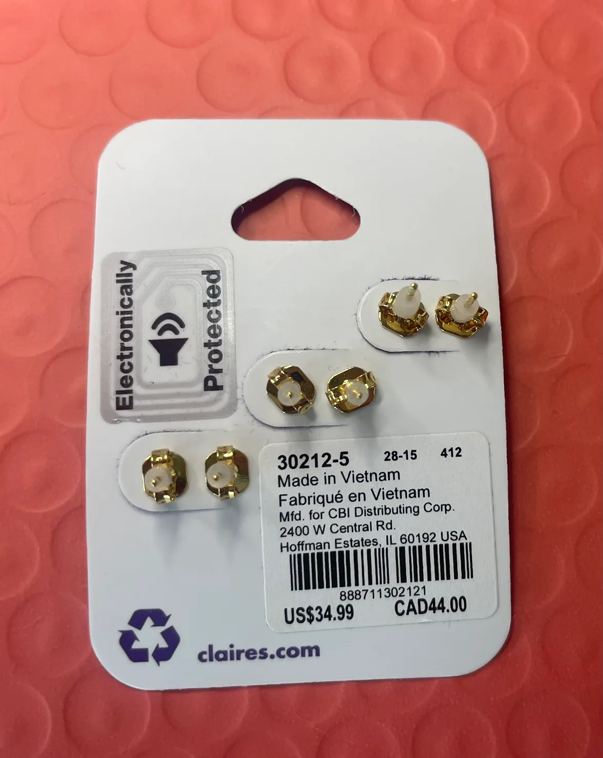 Claire's 18kt Gold Plated Pink Western Earring Set image indicator(3)