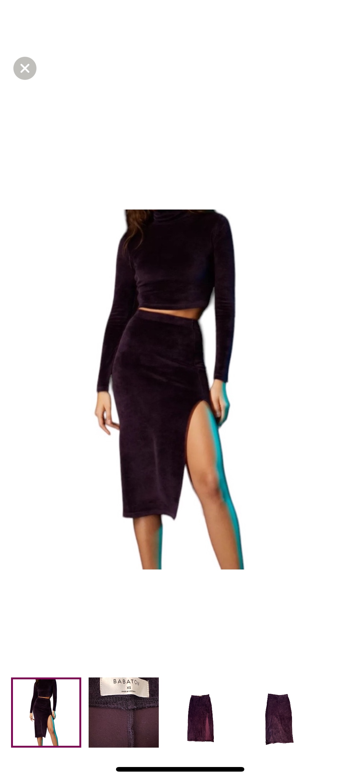 babaton velvet skirt