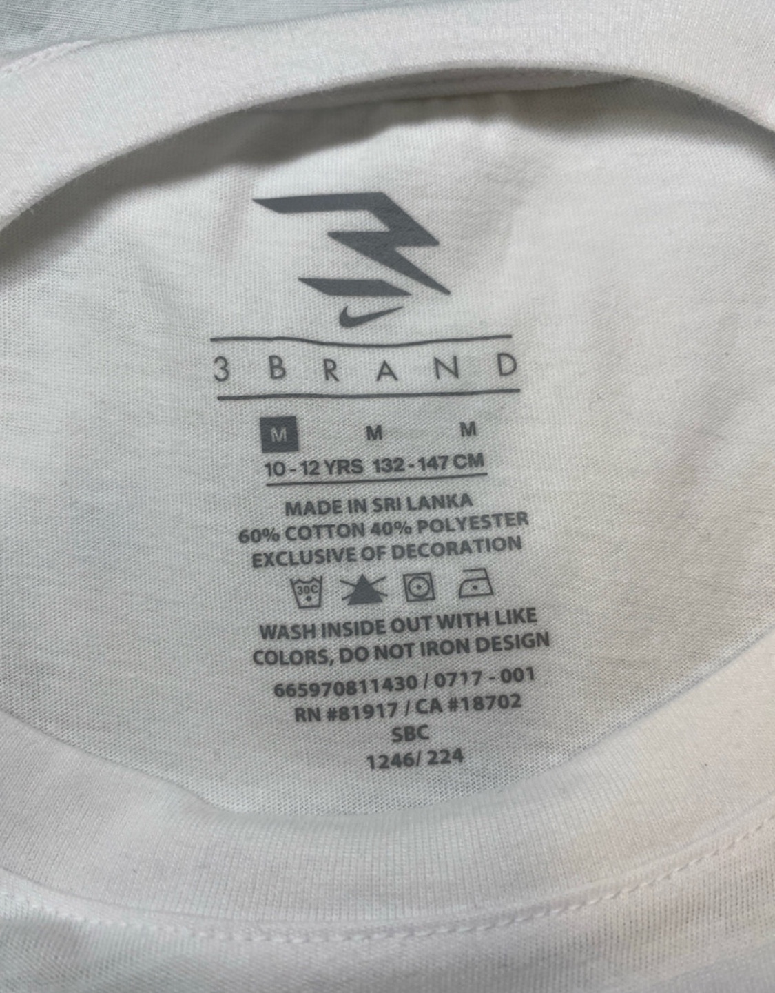Nike 3BRAND 10-12 YRS White Short Sleeve Born For This T-Shirt - photo 3