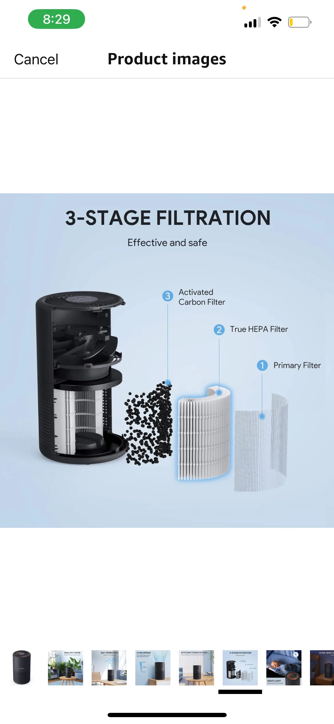 FULMINARE Air Purifiers for Bedroom, Quiet Air Cleaner 225 sq ft image indicator(10)