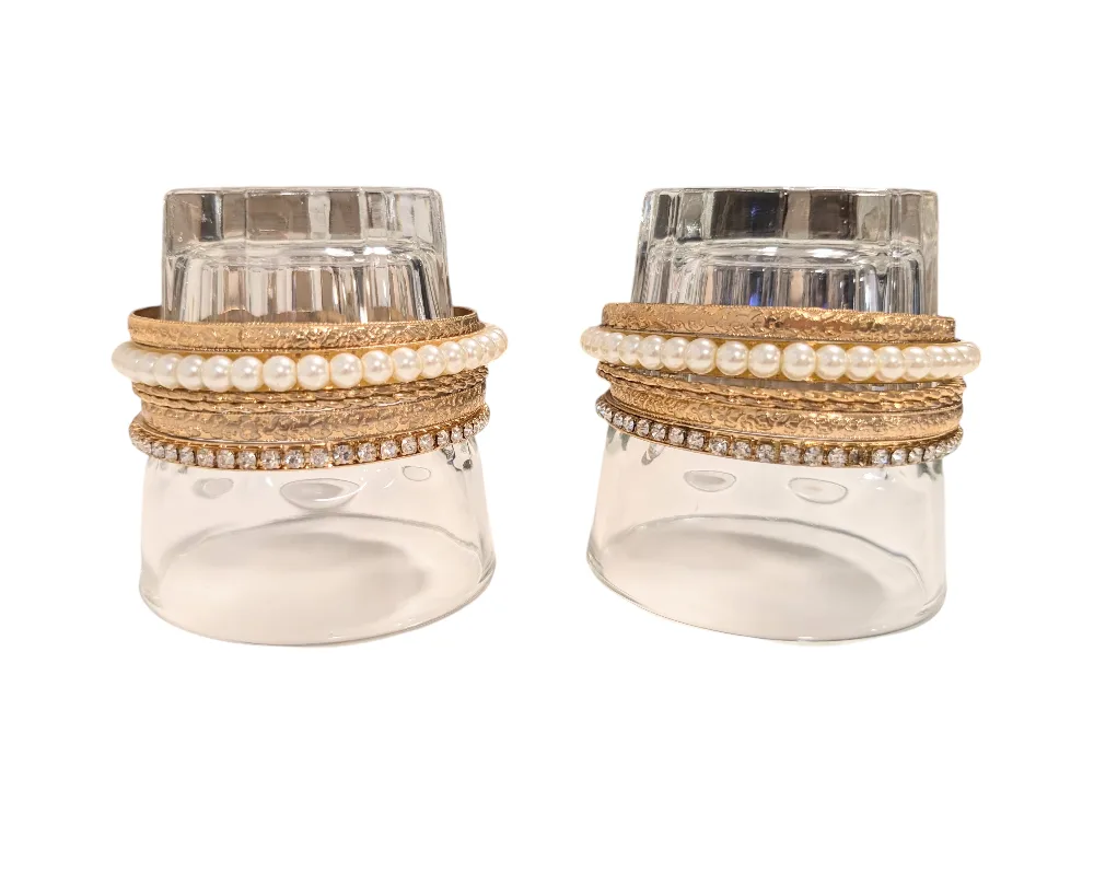 Gold Bangles with Pearl Accents thumbnail