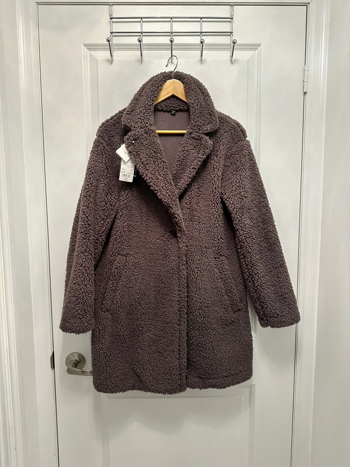 Uniqlo Grey Teddy Coat NEW thumbnail