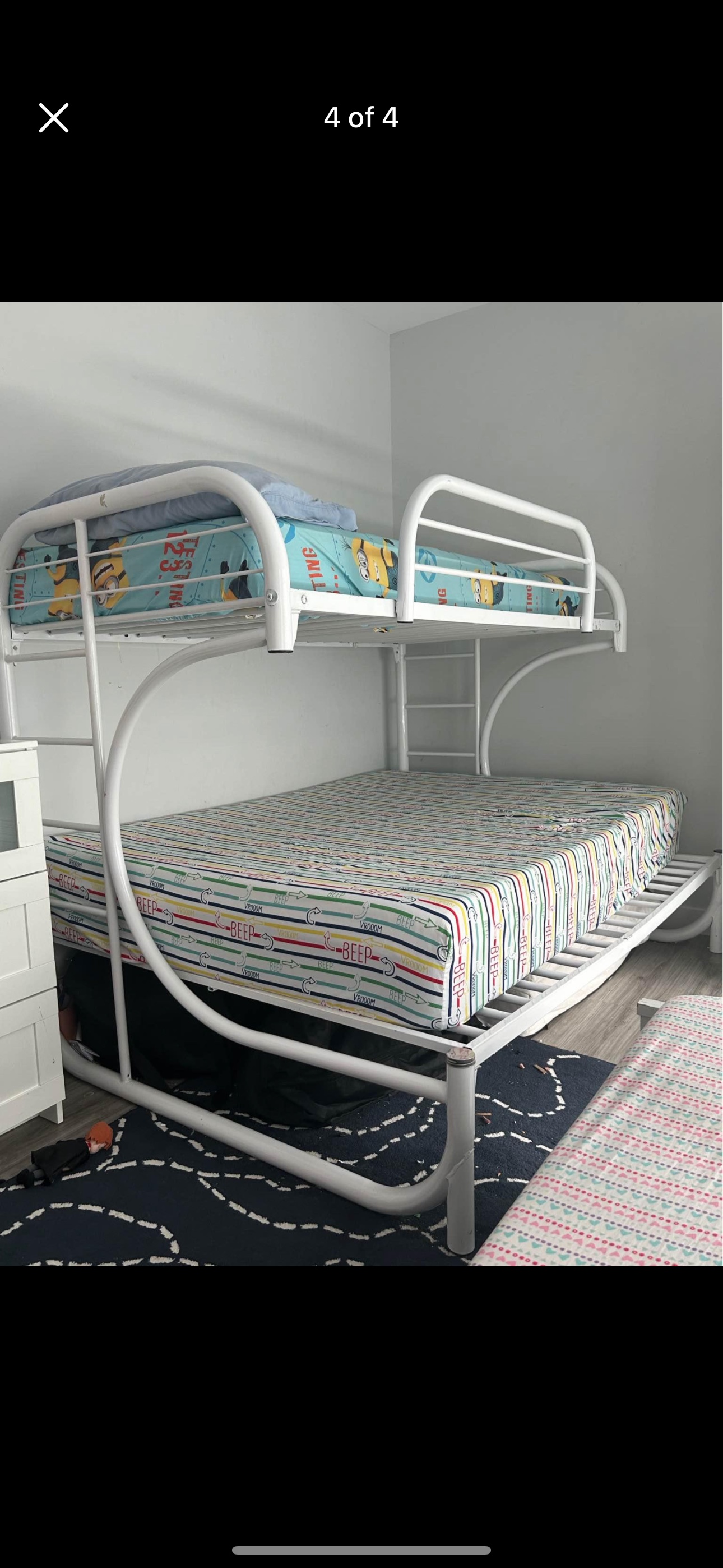 Twin over double White Bunk Bed - photo 3