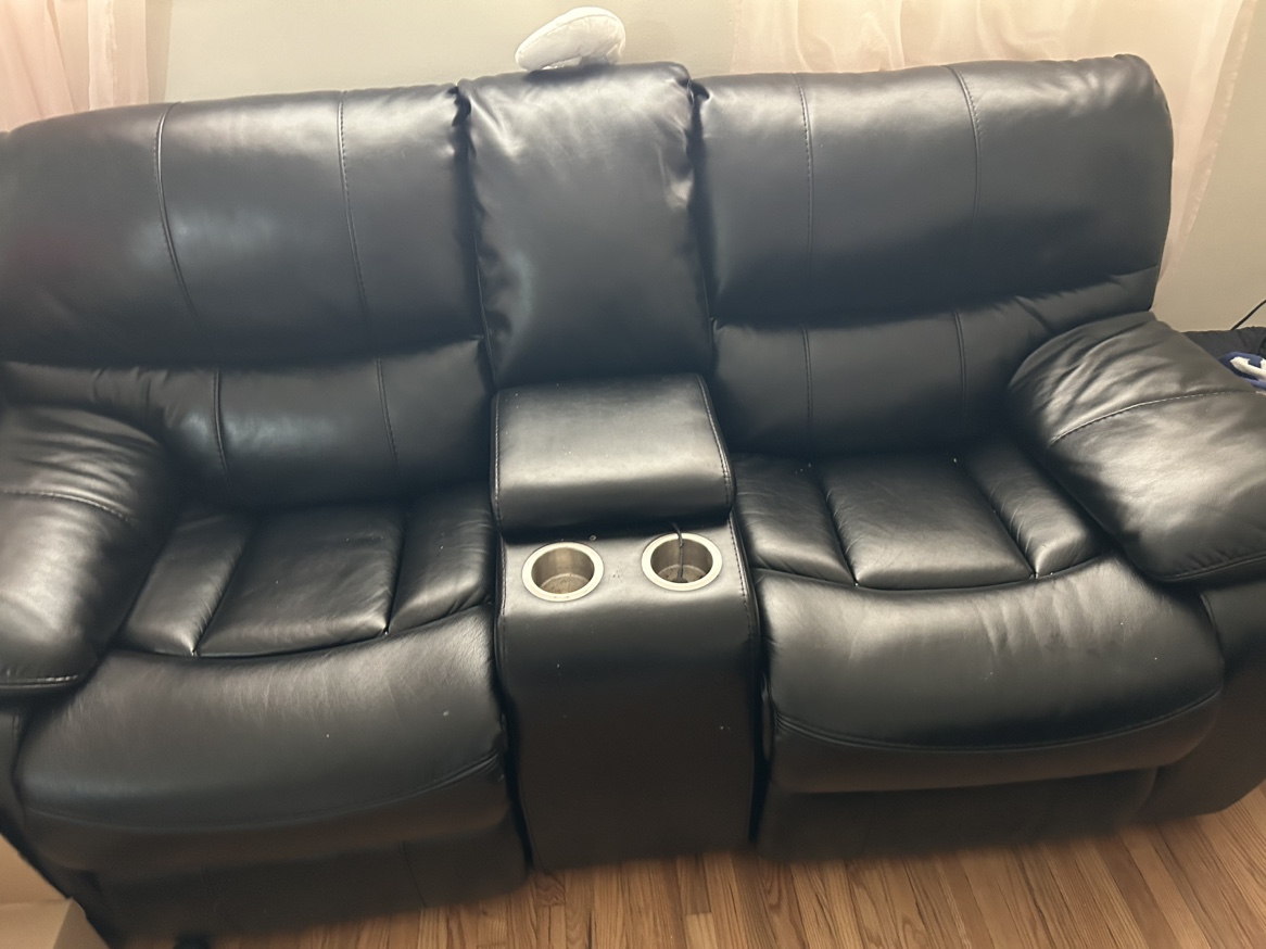 Black Leather Recliner and Sofa - photo 2