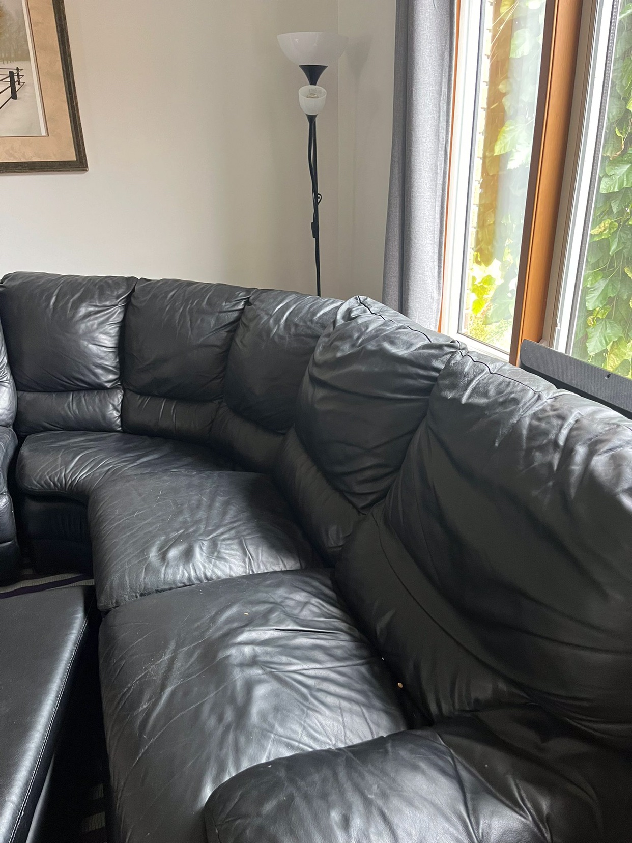 Black Leather Sectional Sofa U shaped