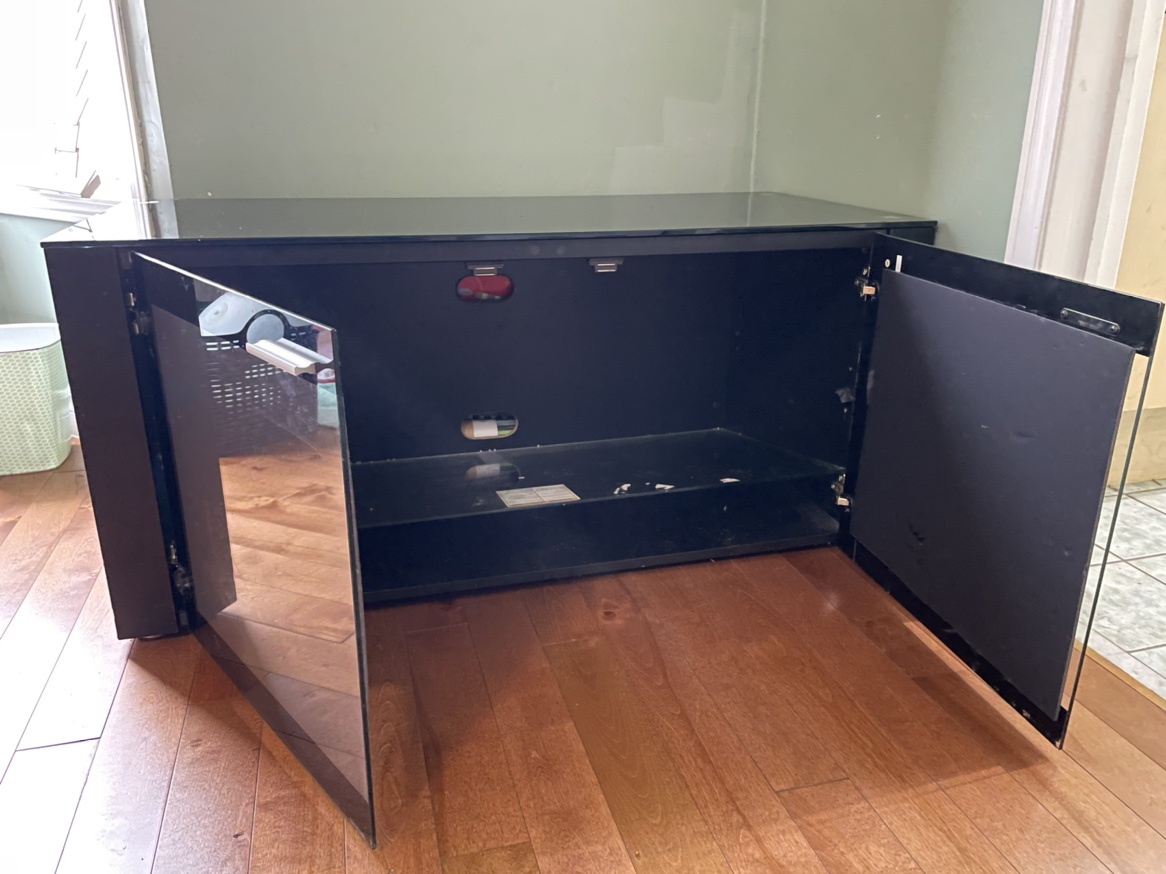 Black TV Stand with Glass Doors - photo 2