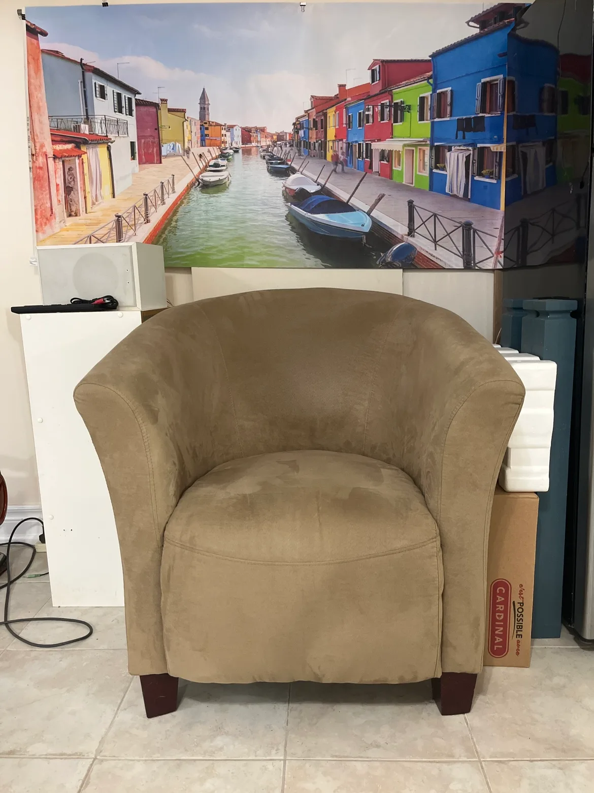 Brown and beige Accent armchair image indicator(5)