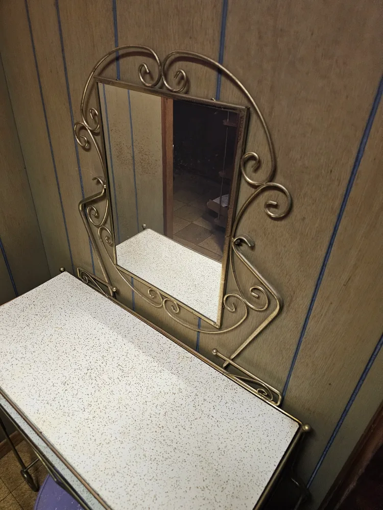 Vintage Vanity Set with Mirror & Chair image indicator(2)
