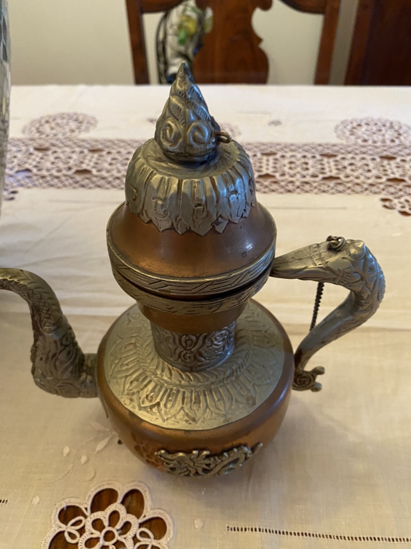 Ornate Copper and silver teapot - photo 2