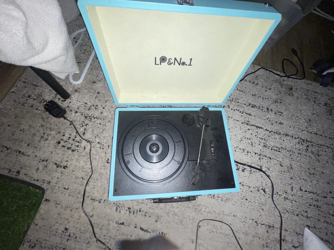 Record player, baby blue colour