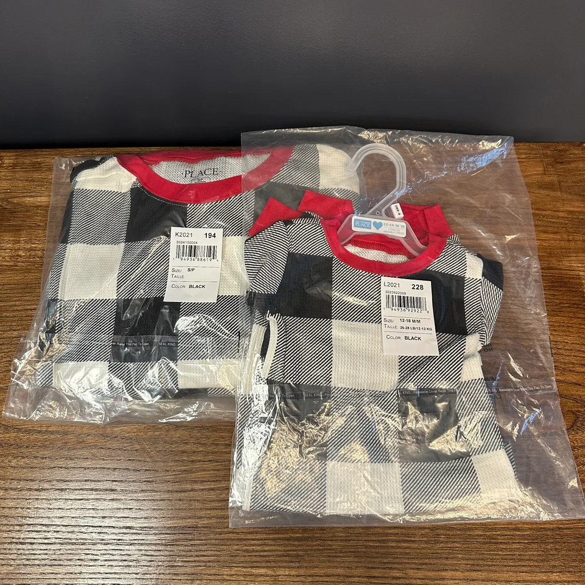 Plaid Pajama Set - Adult Small and Baby 12-18 months thumbnail